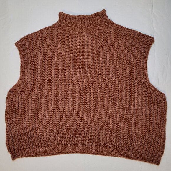 SHE + SKY Sweater Vest Rust Sleeveless Cable Knit Womens Size Small - Picture 2 of 8
